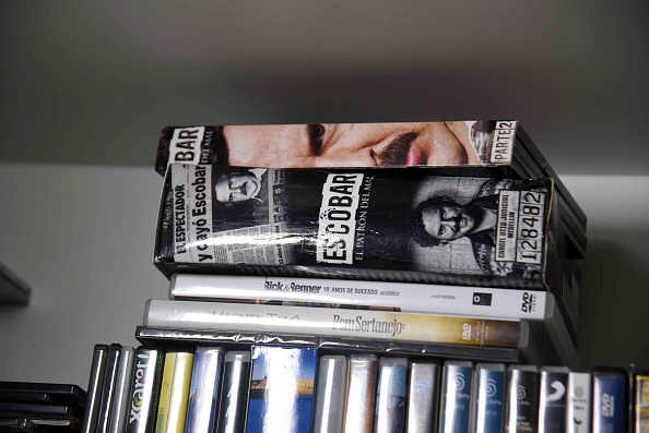 View of books and DVDs at Brazilian drug trafficker Jarvis Chimenes Pavao's cell at Tacumbu prison in Asuncion on July 28, 2016. Three rooms, a plasma TV, a library, and even a collection of DVDs of Colombian Pablo Escobar TV series, Jarvis Pavao Chimenes lived in a luxury cell in Tacumbu prison, one of the most crowded of Paraguay. / AFP / NORBERTO DUARTE / TO GO WITH AFP STORY (Photo credit should read NORBERTO DUARTE/AFP/Getty Images)