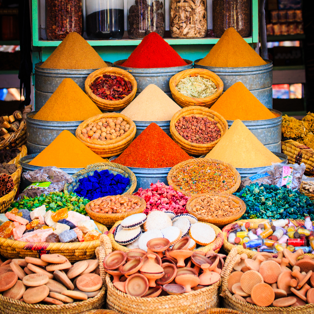 Spices on a moroccan market,Marrakesh, Morocco.