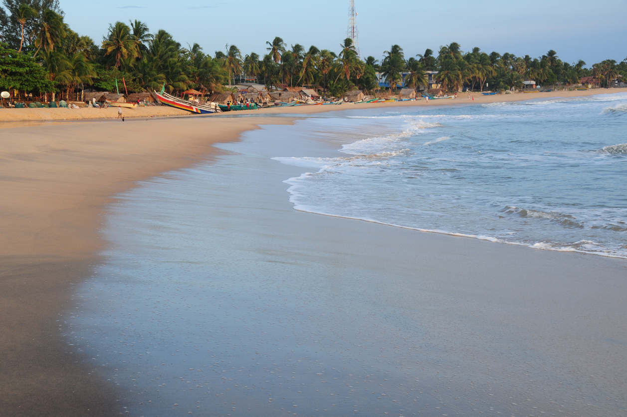 Wide angle image of tropical beach in the afternoon.
