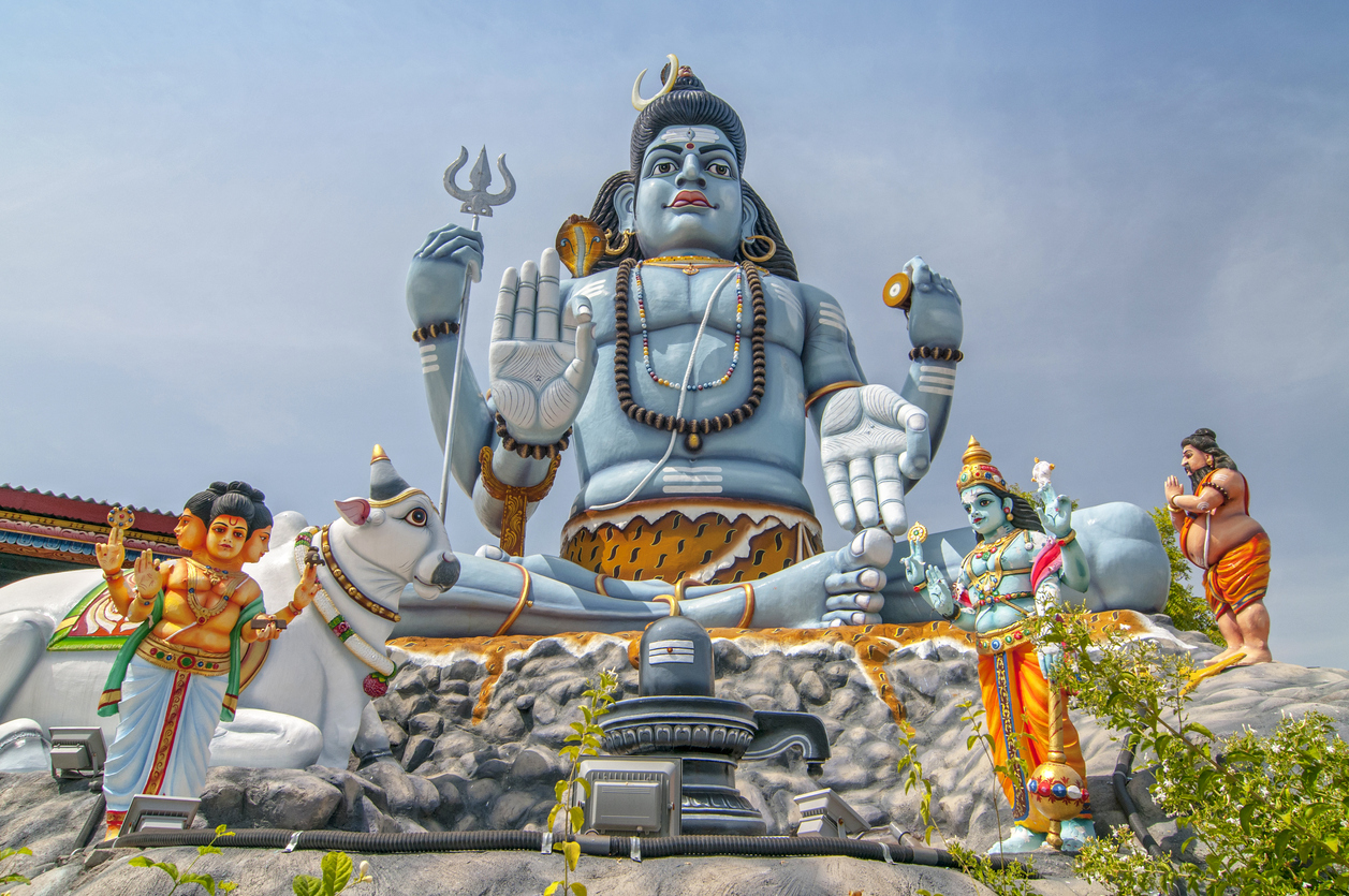 The giant statue of god Shiva at Koneswaram temple of Trincomalee, Sri Lanka.