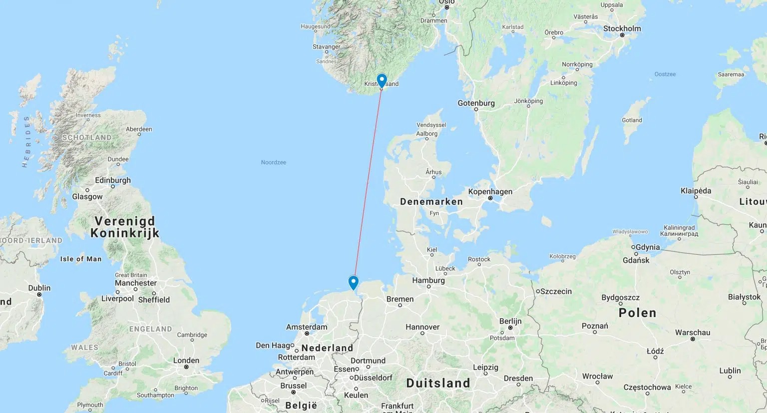 ferry met de boot van groningen naar noorwegen