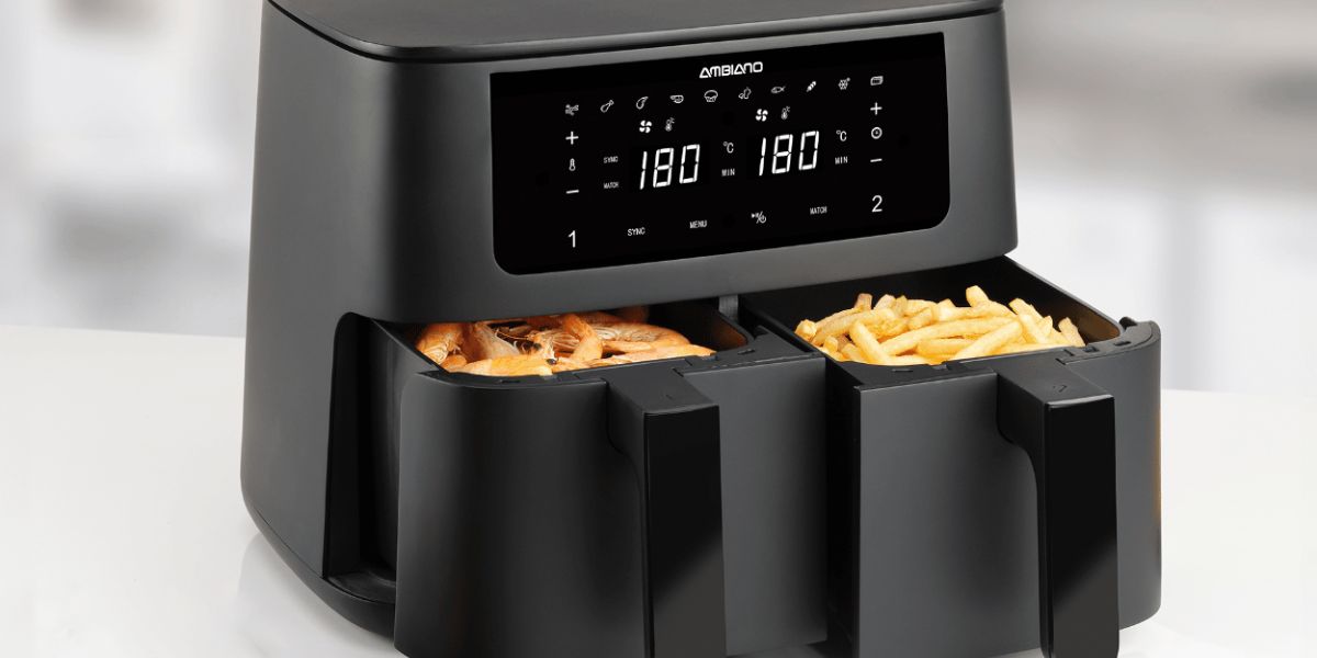 ALDIdeal matzwarte airfryer met 2 frituurmanden te koop