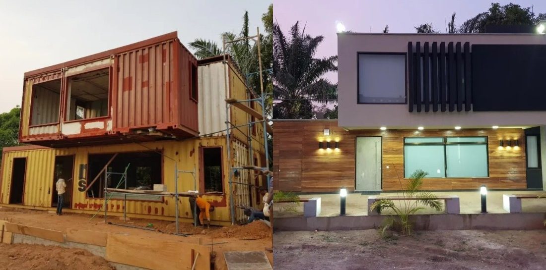 Before en after: oude containers omgebouwd tot Ibiza-achtige villa