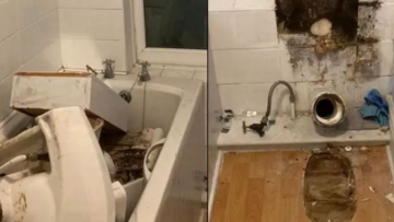 Verhuurder breekt in bij het huis van de huurder en sloopt de hele badkamer vanwege achterstallige huur