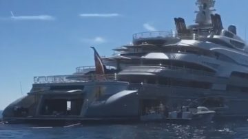Wereldberoemd 140 meter lang superjacht ‘Ocean Victory’ op beeld vastgelegd in Monaco