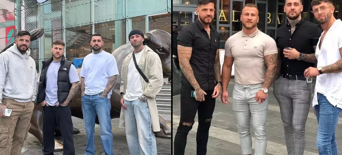 Twee foto’s van vriendengroep laten zien hoe de mode is veranderd in 4 jaar tijd